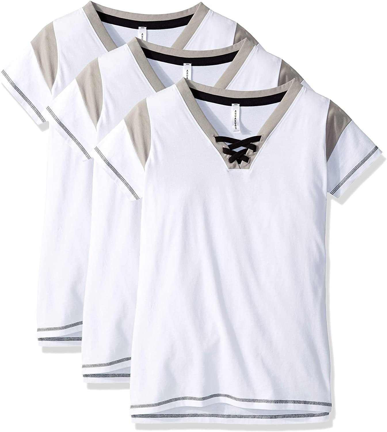 Aquaguard Women's Vintage Fine Jersey Gameday LacE-Up T-Shirt (3 Pack)