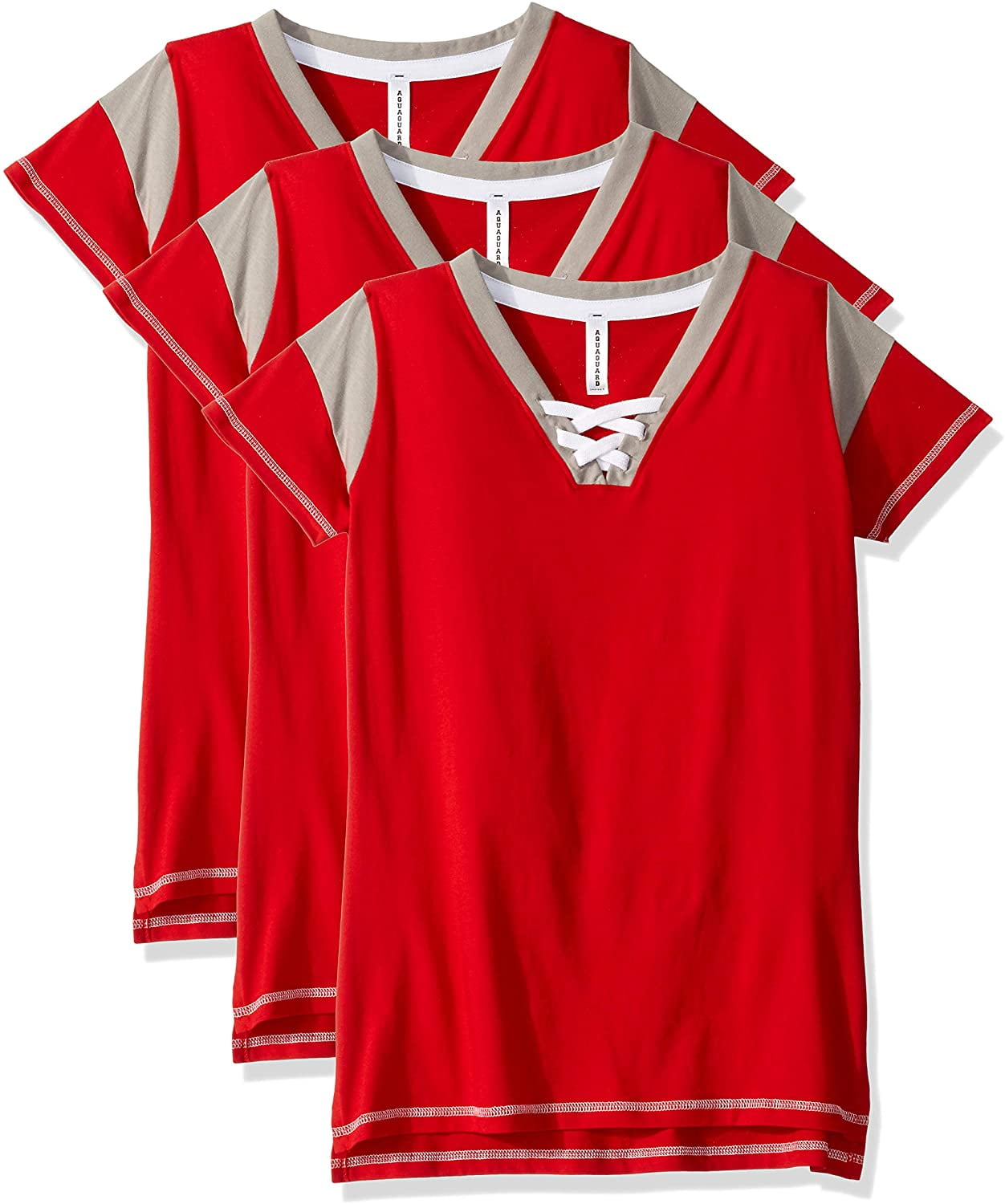 Aquaguard Women's Vintage Fine Jersey Gameday LacE-Up T-Shirt (3 Pack)