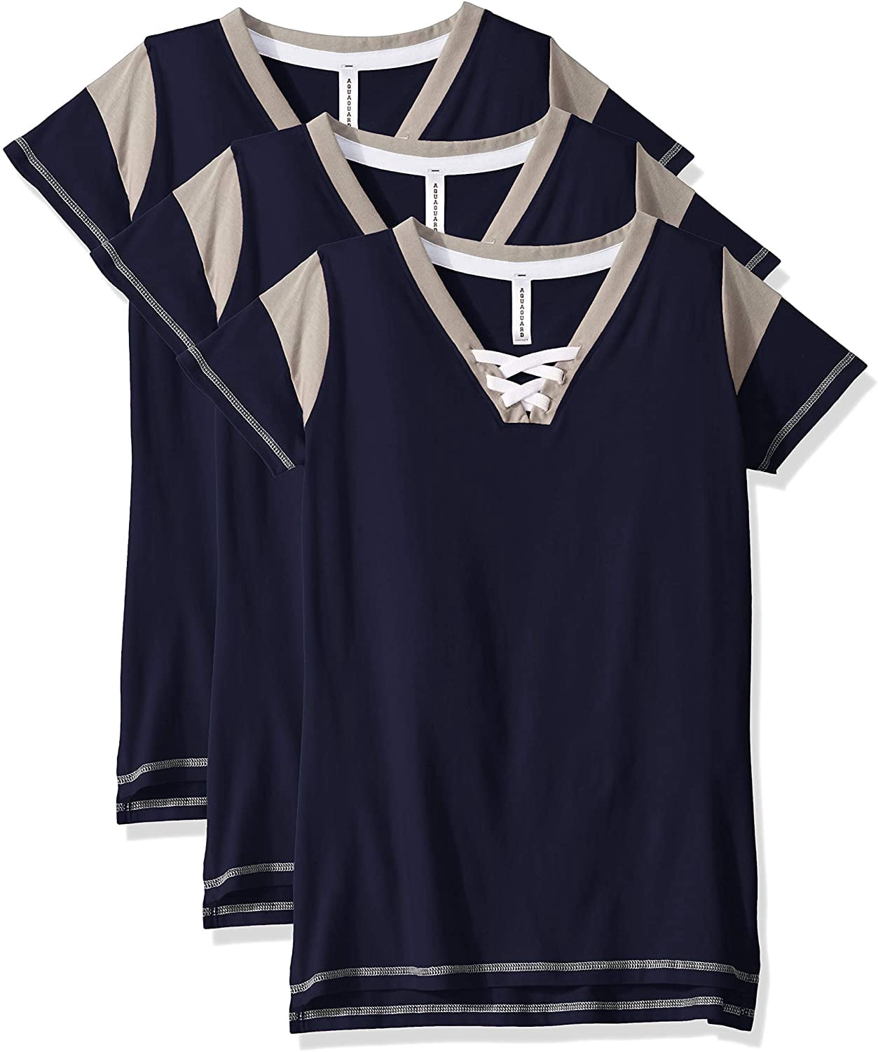 Aquaguard Women's Vintage Fine Jersey Gameday LacE-Up T-Shirt (3 Pack)