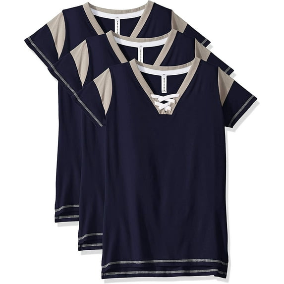 Aquaguard Women's Vintage Fine Jersey Gameday LacE-Up T-Shirt (3 Pack)