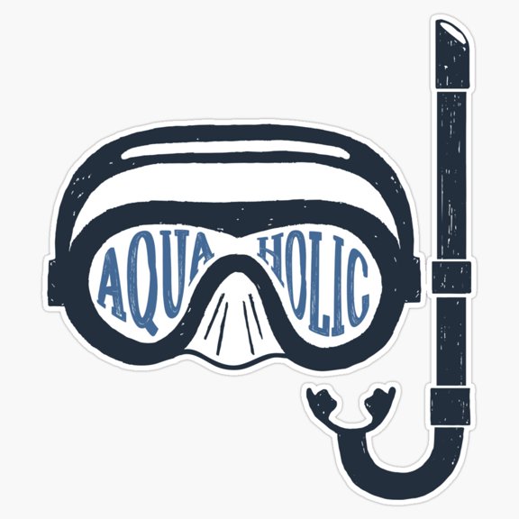 Aquaholic Swim Mask Snorkel Ocean Explorer Dive Slogan Sticker