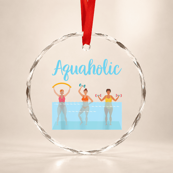 Aquaholic Water Aerobics Aquatic Fitness Waterobics Women Glass Ornament, Vintage Birthday Gift