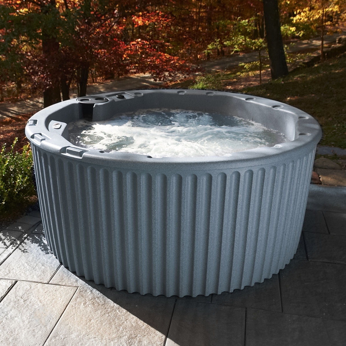 Gray Round 6-Person Polyethylene Hot Tub with 20 Jets