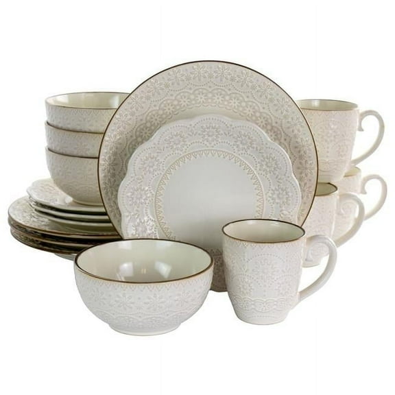Aqualite Embossed Sto are Dinnerware Set, Teal - 16 Piece