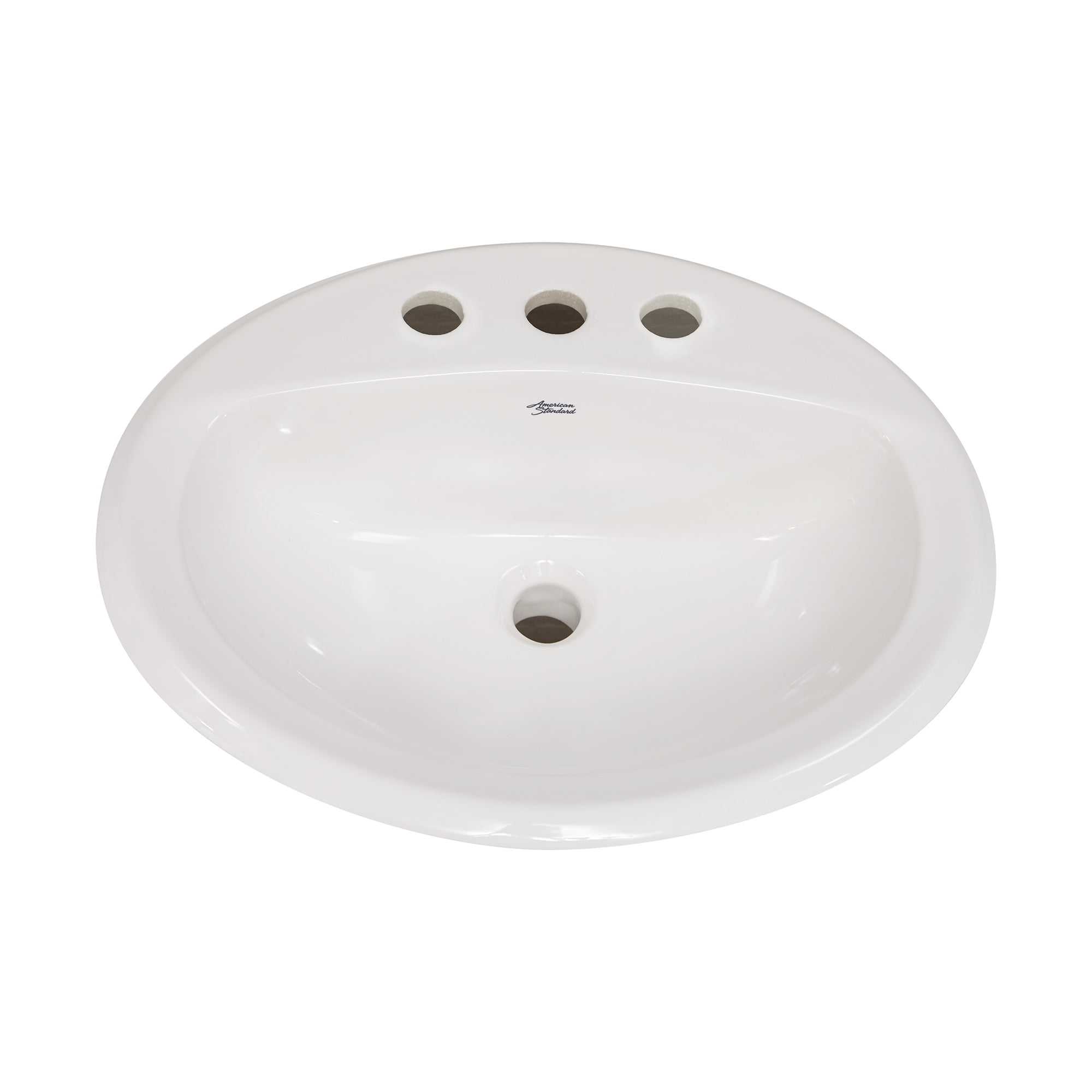 White Ceramic Oval Drop-In Bathroom Sink with Overflow
