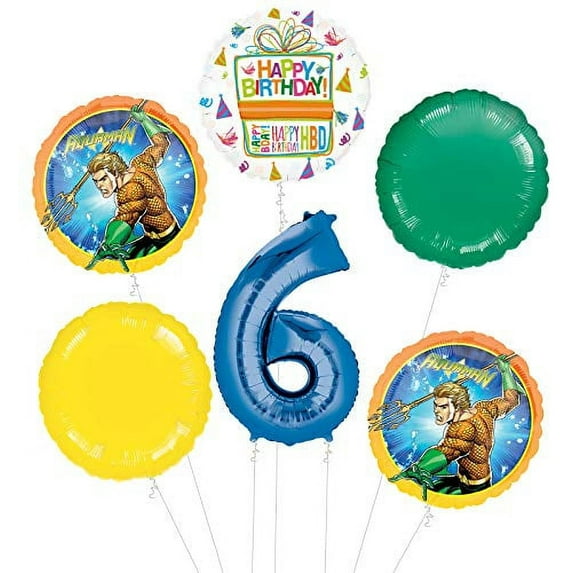 Aquaman 6th Birthday Party Supplies Balloon Bouquet Decorations