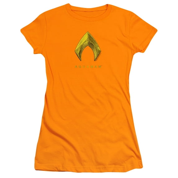 Aquaman Movie Aquaman Logo S/S Junior Women's T-Shirt Sheer Orange