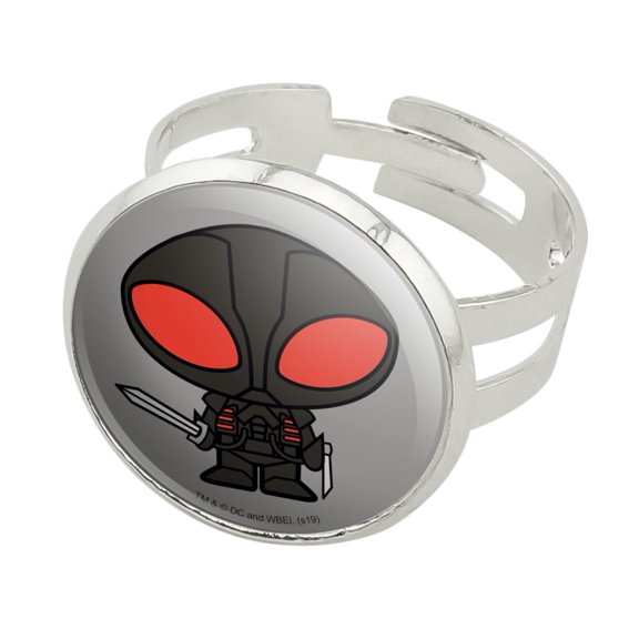 Aquaman Movie Black Manta Chibi Character Silver Plated Adjustable Novelty Ring