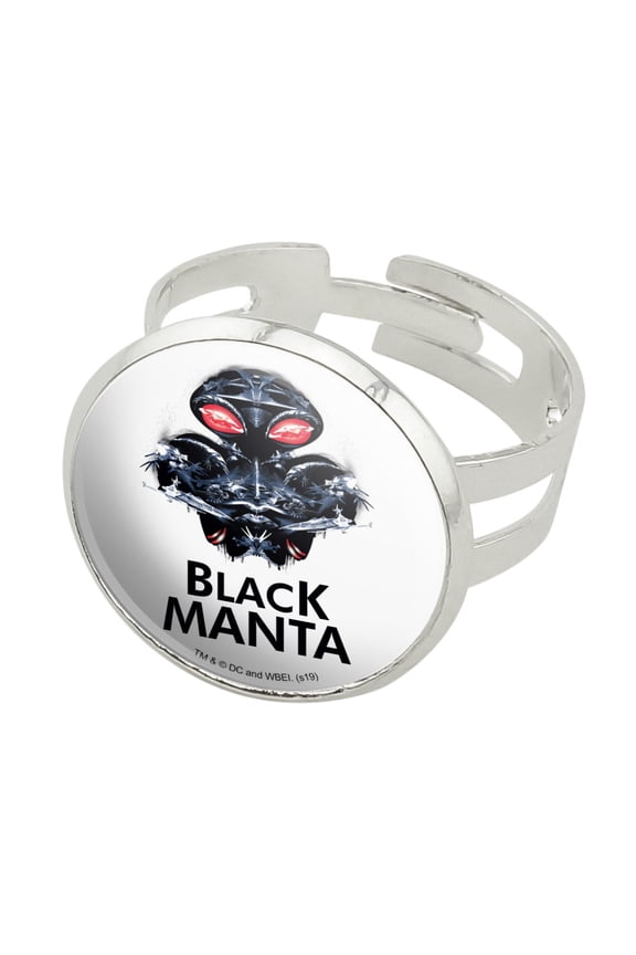 Aquaman Movie Black Manta Silver Plated Adjustable Novelty Ring