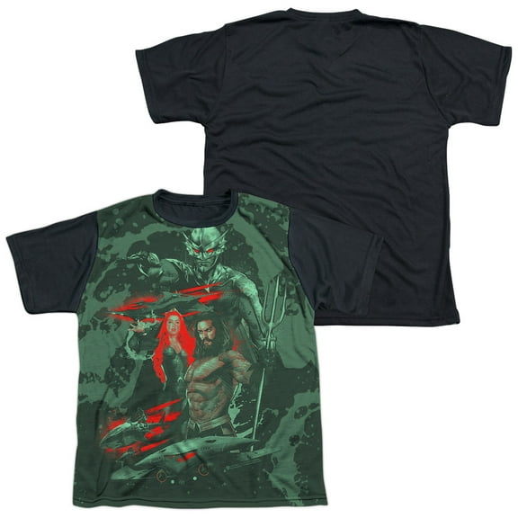 Aquaman Movie - Good And Evil - Youth Short Sleeve Black Back Shirt - Small