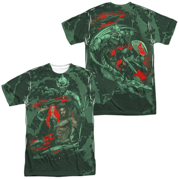 Aquaman Movie Good and Evil Unisex Adult Sublimated Costume T Shirt (Front/Back), Small Multicolor