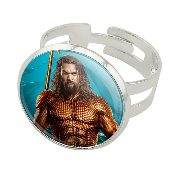 Aquaman Movie Jason Mamoa Full Costume Silver Plated Adjustable Novelty Ring