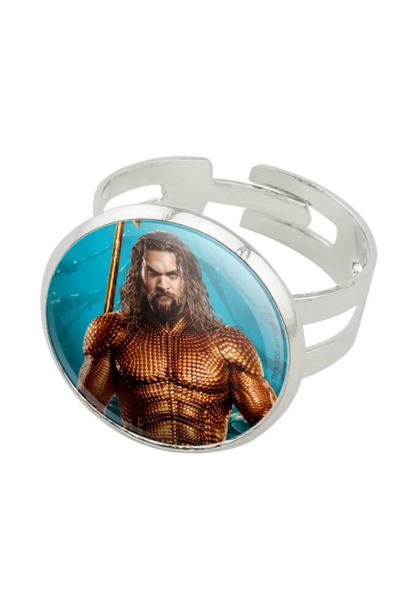 Aquaman Movie Jason Mamoa Full Costume Silver Plated Adjustable Novelty Ring