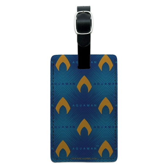 Aquaman Movie Logo Pattern Rectangle Leather Luggage Card Suitcase Carry-On ID Tag