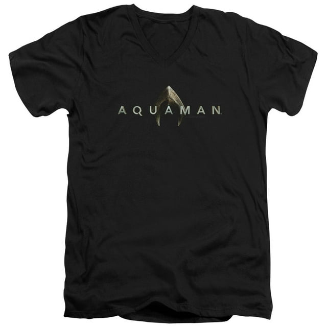 Aquaman Movie Logo S/S Adult V-Neck T-Shirt 30/1 T-Shirt Black