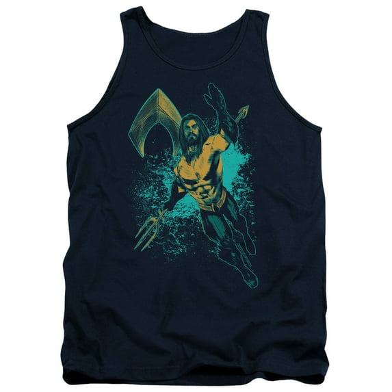 Aquaman Movie Make A Splash Adult Tank Top Navy