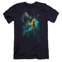 Aquaman Movie Make A Splash Premium S/S Adult 30/1 T-Shirt Navy