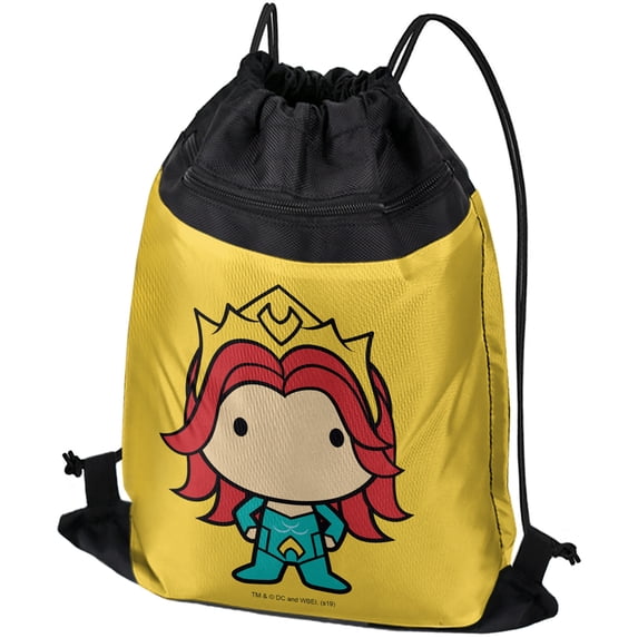 Aquaman Movie Mera Chibi Character Drawstring Backpack Sports Bag Sackpack 17" x 13", Perfect for Gym, Yoga or Practice