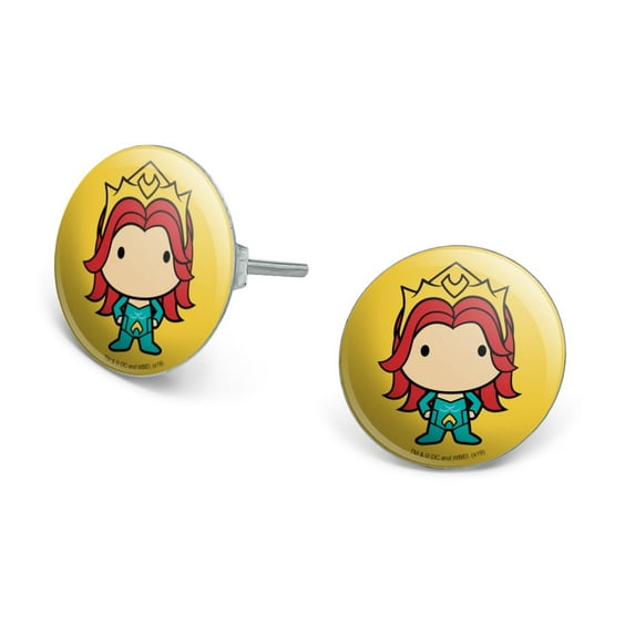 Aquaman Movie Mera Chibi Character Novelty Silver Plated Stud Earrings