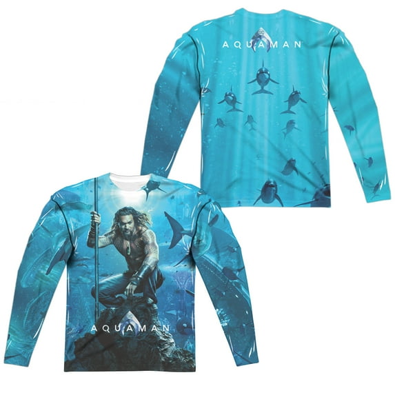 Aquaman Movie - Poster (Front/Back Print) - Regular Fit Long Sleeve Shirt - XX-Large