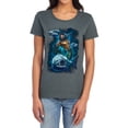 thumbnail image 1 of Aquaman Movie Swimming with Sharks Women's T Shirt, Charcoal, X-Large, 1 of 6