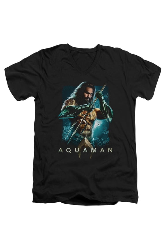 Aquaman Movie - Trident - Slim Fit V Neck Shirt - Small