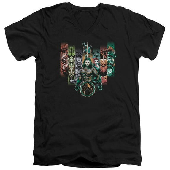 Aquaman Movie - Unite The Kingdoms - Slim Fit V Neck Shirt - Medium