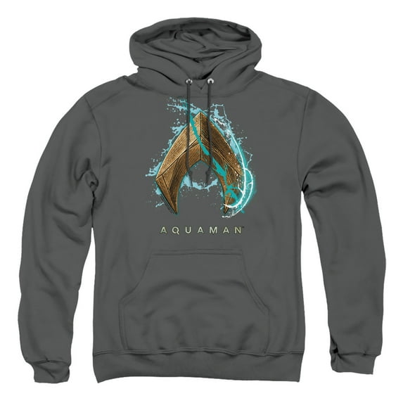 Aquaman Movie Water Shield Adult Pullover Hoodie Sweatshirt Charcoal