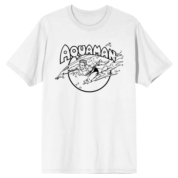 Aquaman Superhero Dive Men's White T-shirt-3XL