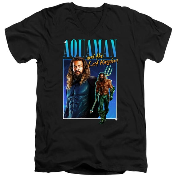 Aquaman and The Lost Kingdom 90'S Style Aquaman Unisex Adult V-Neck T Shirt,Black, 2X-Large