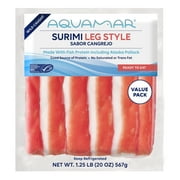 Aquamar Surimi, Leg Style Fresh Imitation Crab, 1- 20 oz , Medium Plastic Bag. Contains 5gr of Protein per Serve.