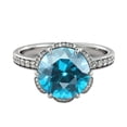 thumbnail image 1 of Aquamarine 2.50 ctw Ring with Diamonds 14K White Gold Flower Vintage Halo, 1 of 6