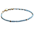 thumbnail image 1 of Aquamarine 2mm Round Shape Faceted Cut Beads 7 inch Gold Plated Clasp Bracelet for men, women, unisex. Link Chain Stacking Bracelet.|LINK_00789, 1 of 5