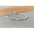 thumbnail image 1 of Aquamarine 3.5mm Round Shape Faceted Cut Beads 7 inch Silver Plated Clasp Bracelet for men, women, unisex. Link Chain Stacking Bracelet.|LINK_00797, 1 of 5