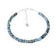 thumbnail image 1 of Aquamarine 4mm Rondelle Shape Faceted Cut Beads Adjustable Silver Plated Clasp Bracelet for men, women, unisex. Link Chain Stacking Bracelet.|LINK_00745, 1 of 5