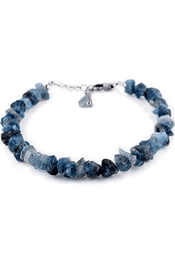 Aquamarine 5-7mm Nugget Tumble Shape Rough Cut Beads 7 inch adjustable Silver Plated Clasp Bracelet for men, women, unisex. Link Chain Stacking Bracelet.|LINK_00655