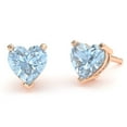 thumbnail image 1 of Aquamarine 5mm Heart Stud Earrings in 14k Rose Gold, 1 of 4
