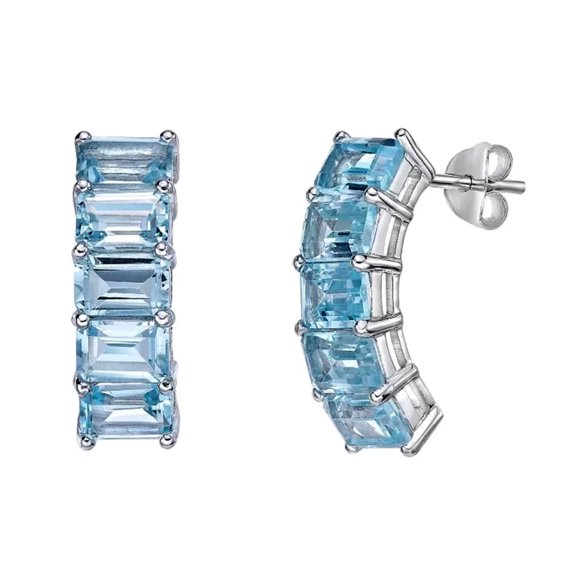 Aquamarine 925 Silver Earrings Woman's Anniversary Love Gift For H Earrings Stud