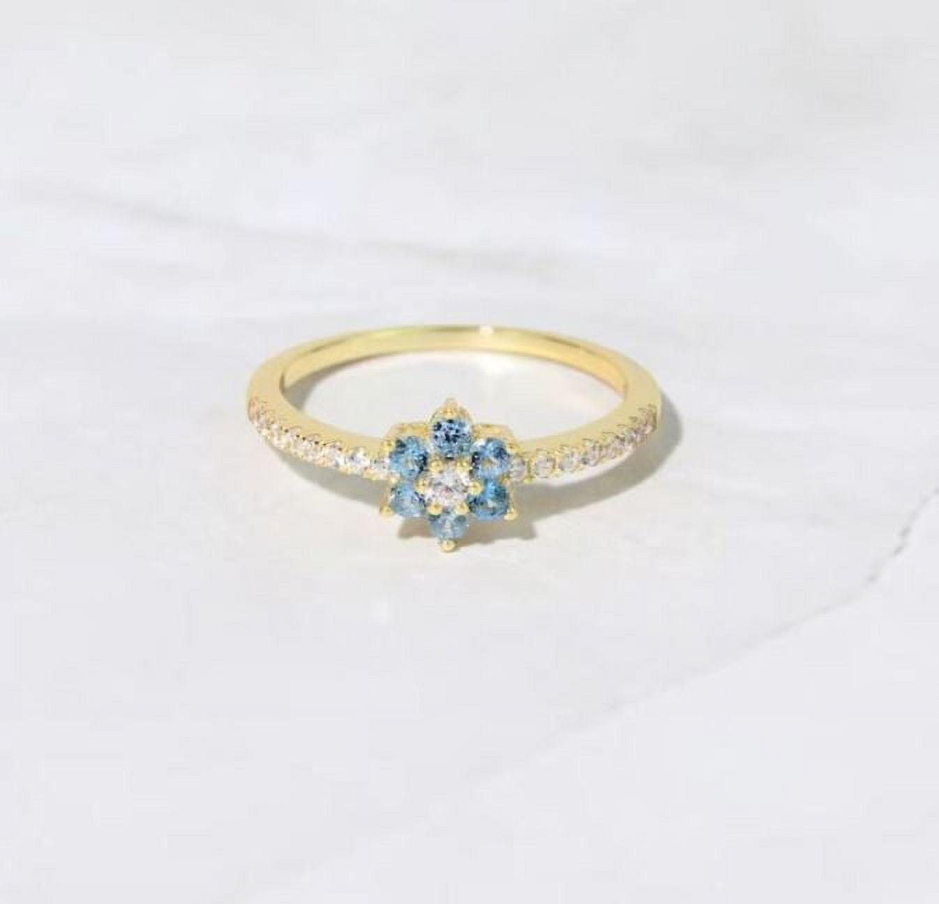 Aquamarine Anniversary Eternity Band Ring Minimalist Delicate Ring 925 ...