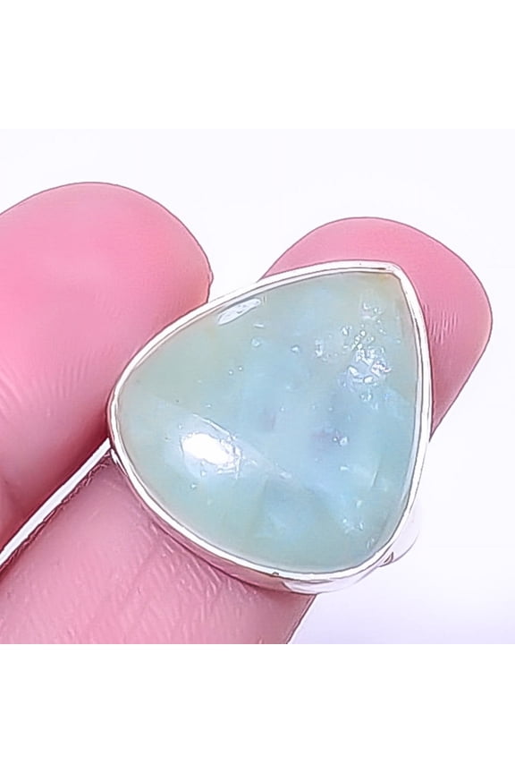 Aquamarine - Brazil Handmade Gemstone 925 Silver Plated Jewelry Ring s.8 A320, Valentine's Day Gift, Birthday Gift, Beautiful Jewelry For Woman
