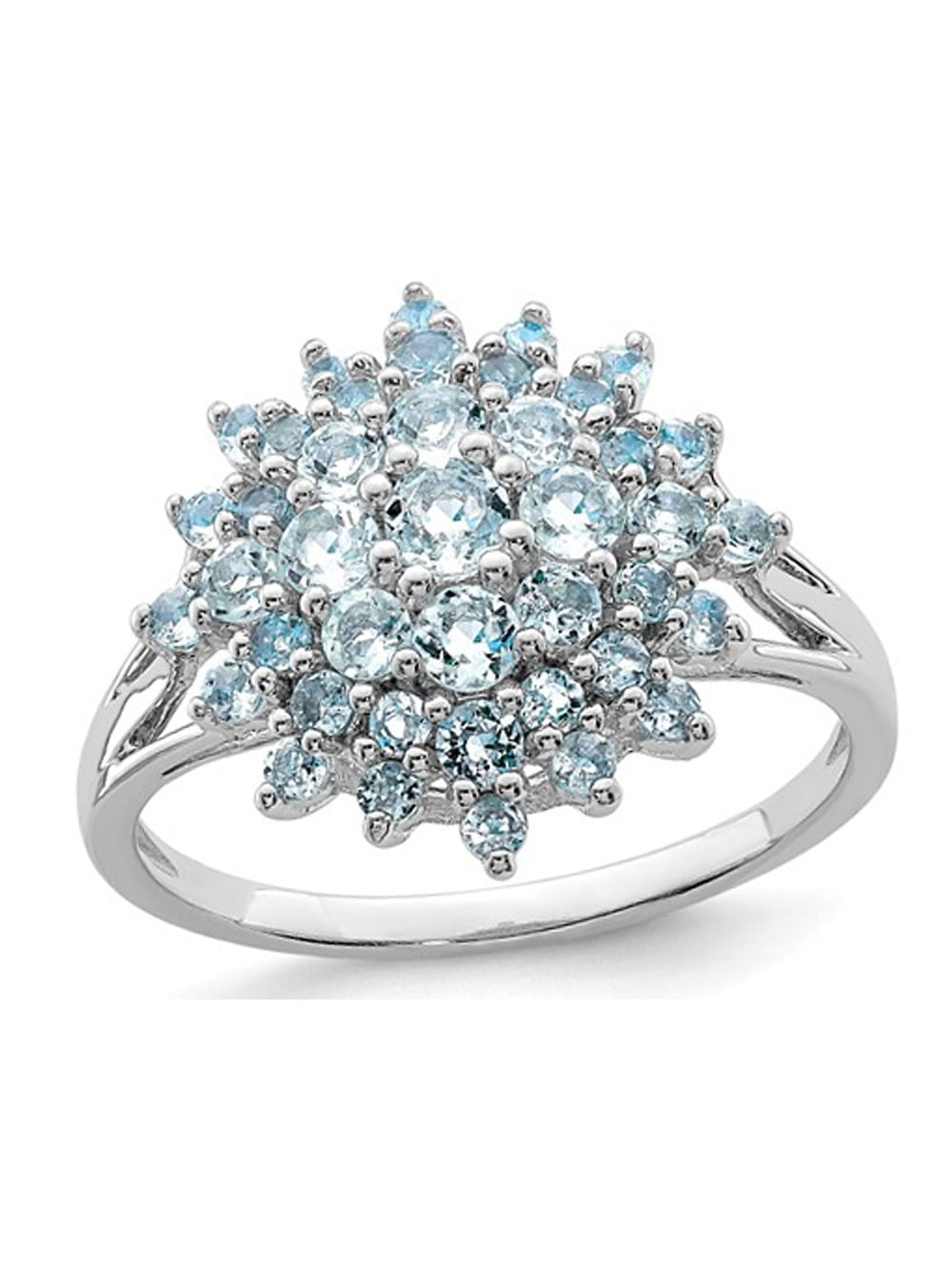 Aquamarine Cluster Ring 34 Carat Ctw In Sterling Silver