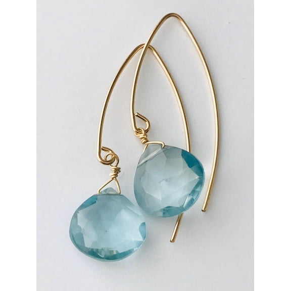 Aquamarine Earrings Natural Aquamarine Earrings Gold Plated Earrings March Birthstone Gemstone Earrings Healing Earrings