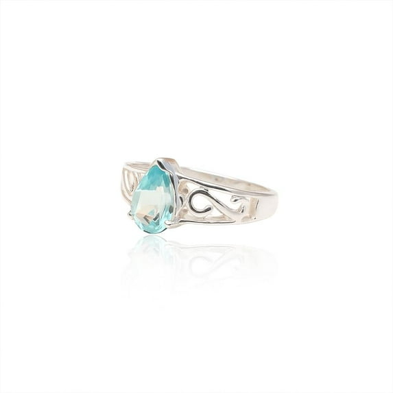 Aquamarine Filgree Stackable 925 Sterling Silver Ring March Birthstone ...