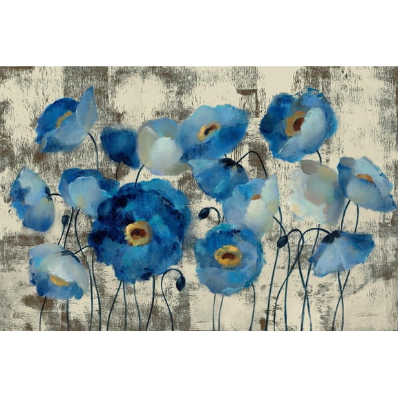 Aquamarine Floral, Botanical Unframed Premium Giclee Print Wall Art by Silvia Vassileva