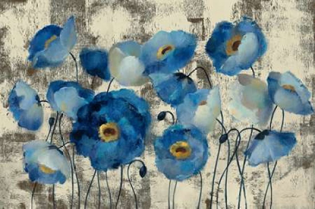 Aquamarine Floral Canvas Art - VassilevaSilvia (24 x 36)