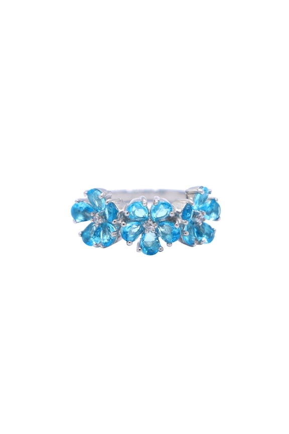 Aquamarine Floral Ring | 925 Sterling Silver | Party Ring for Her