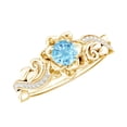 thumbnail image 1 of Rosec Jewels Natural Aquamarine Diamond Flower Engagement Ring for Women - AAA Quality Aquamarine Ring with Jewelry Box, 14K Yellow Gold, US 11.00, 1 of 8