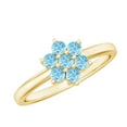 thumbnail image 1 of Rosec Jewels Natural Aquamarine Flower Promise Ring - Blue Flower Ring for Women - AAA Quality - Ready to Gift, 14K Yellow Gold, US 7.50, 1 of 8