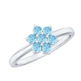 thumbnail image 1 of Rosec Jewels Natural Aquamarine Flower Promise Ring - Blue Flower Ring for Women - AAA Quality - Ready to Gift, 925 Sterling Silver, US 4.00, 1 of 8
