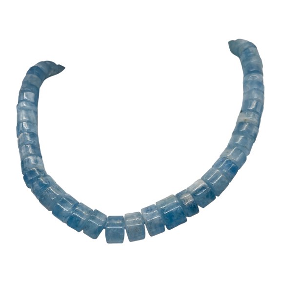 Aquamarine Gem Graduated Wheel Bead 17" Strand | 12x9 - 7x4mm | Blue | 76 Beads|